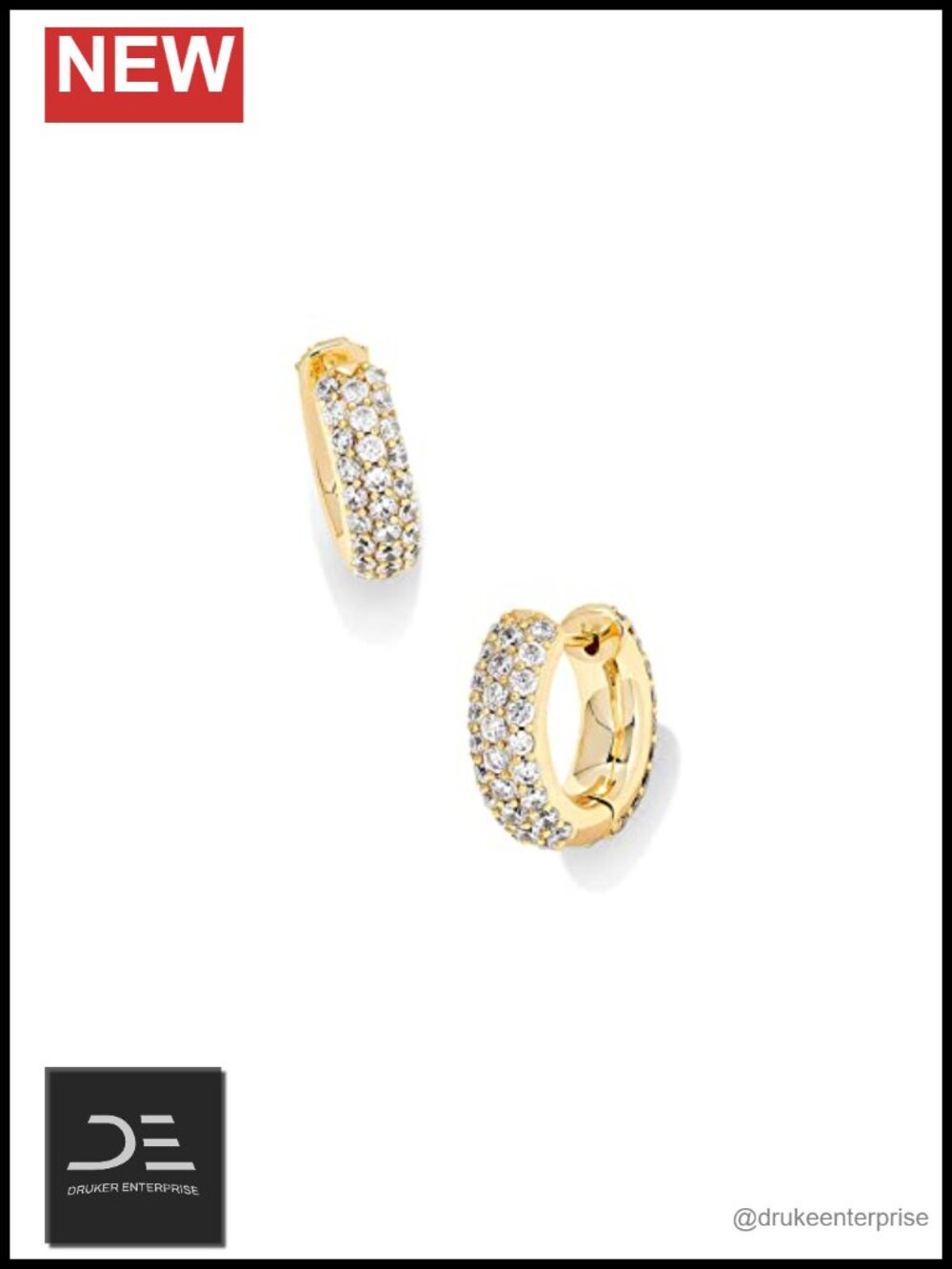 Kendra Scott Mikki Pave Huggie Earrings Gold Plated Brass 14K Huggie Earrings